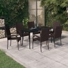 vidaXL Garden Dining Set Black PE rattan, powder-coated steel, glass - Brown and black - 55.1" table length - 6 - 2 of 4