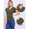 Allegra K Women's Summer V Neck Ruffle Sleeve Casual Faux Wrap Blouse - 2 of 4