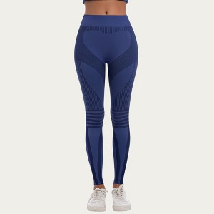 Anna-Kaci Active Women's Seamless High Waist Ribbed Leggings with Sculpting Contour Panels and Compression Fit - 1 of 4