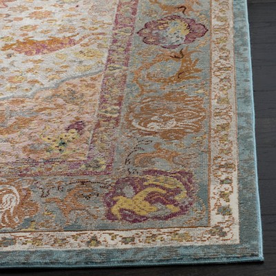 Aria Square Blue Synthetic Easy Care 6'5" Area Rug