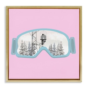 Stupell Industries Winter Slopes Goggles Floating Frame Canvas Art, Gold, 18" x 18" - 1 of 4