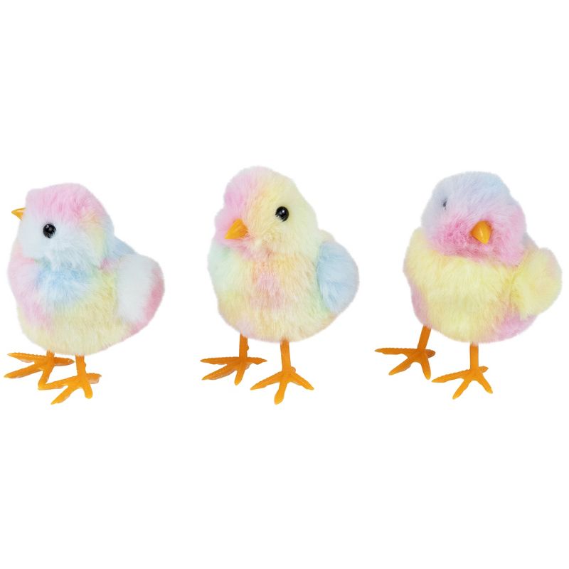 Northlight Plush Tie Dye Easter Chick Figurines - 4.25" - Set of 3, 3 of 7