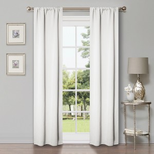 Classic Modern Solid Room Darkening Semi-Blackout Curtains, Rod Pocket, Set of 2 by Blue Nile Mills - 1 of 4