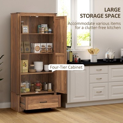 HBEZON 72" Farmhouse Pantry Cabinet with Adjustable Shelves, Kitchen Pantry Cabinet with 2 Doors — фото 4