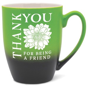 Elanze Designs Thank You For Being A Friend Two Toned Ombre Matte Green and Black 12 ounce Ceramic Stoneware Coffee Cup Mug - 1 of 4