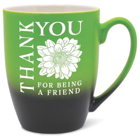 Elanze Designs Thank You For Being A Friend Two Toned Ombre Matte Green and Black 12 ounce Ceramic Stoneware Coffee Cup Mug - image 1 of 4