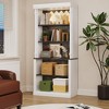 Garvee Tall Storage Bookcase with 5-Tier Open Shelves, Roman Column Design, Wood Grain Display Storage Cabinet for Home Office, Living Room, White - 4 of 4