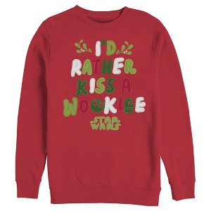Men's Star Wars Christmas Rather Kiss a Wookiee Sweatshirt - 1 of 3