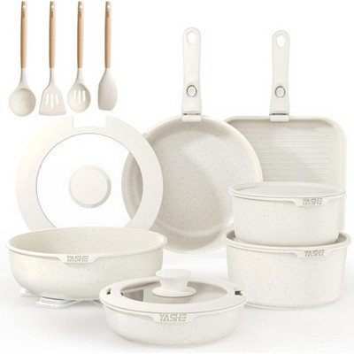 YASHE 21Pcs Pots and Pans Sets with removable handles