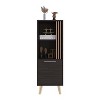 Storage Cabinet, 1 Door, 2 Shelves, Black / Natural Oak - 3 of 4