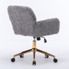 PAGED Swivel Office Chair Adjustable Desk Chair Faux Fur Vanity Chair with Metal Base for Living Room, Home Office - 4 of 4