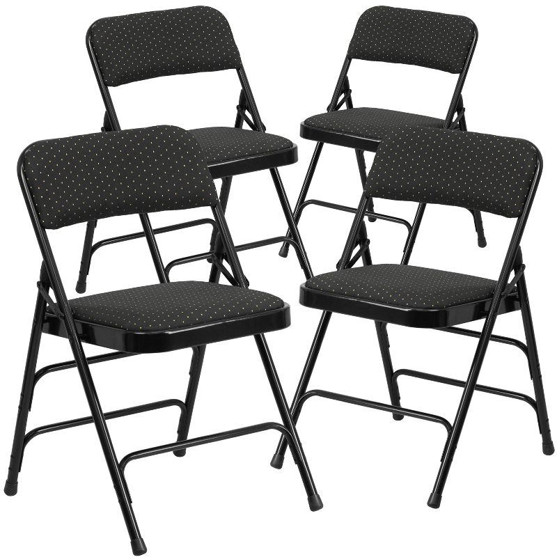 Emma and Oliver 4 Pack Curved Triple Braced & Double Hinged Fabric Upholstered Metal Folding Chair, 1 of 8