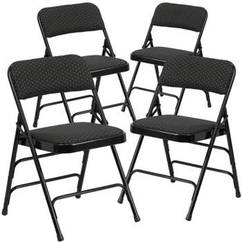 Emma and Oliver 4 Pack Curved Triple Braced & Double Hinged Fabric Upholstered Metal Folding Chair
