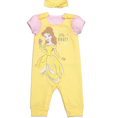 Disney Princess Belle Newborn Baby Girls Snap Sleeveless Romper & Headband Princess Belle 6-9 Months