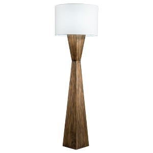 Modern Home Espresso Geometric Wood Floor Lamp w/Natural Jute Shade - 1 of 4