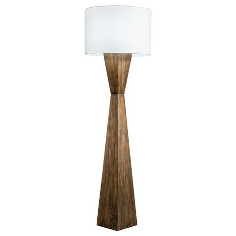 Modern Home Espresso Geometric Wood Floor Lamp W/natural Jute Shade ...