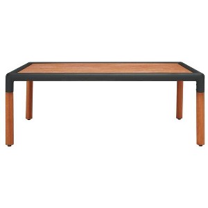 Tommy Metal and Eucalyptus Wood Patio Coffee Table - Indoor/Outdoor - CPT1029 - Black/Natural - Safavieh Couture - 1 of 4