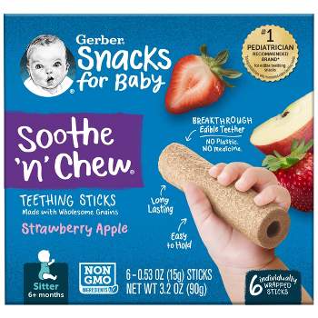 Gerber Baby Soothe N Chew Teething Sticks - Strawberry and Apple - 3.2oz
