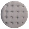 BirdRock Home Tufted Round Ottoman - Velvet Foot Stool - Grey - 2 of 3