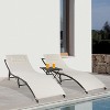BestMassage 2 Piece Patio Chaise Lounge Outdoor Furniture Set with Folding Table, Khaki - 2 of 4