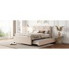 KTMBDW Full/Queen Size Upholstered Platform Bed with Brick Pattern Headboard and Twin Size Trundle, Linen Fabric - 3 of 4
