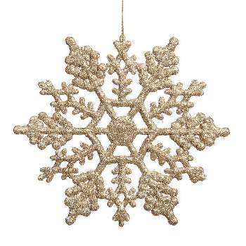 Northlight 24ct Glitter Snowflake Christmas Ornament Set 4" - Champagne Gold
