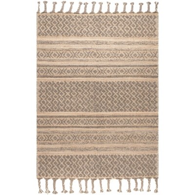 Nuloom Elenora Geometric 8x10 Wool Jute Indoor Area Rug for Dining Room Rug Neutral Rug Living Room Rug Kitchen, Natural/Ivory