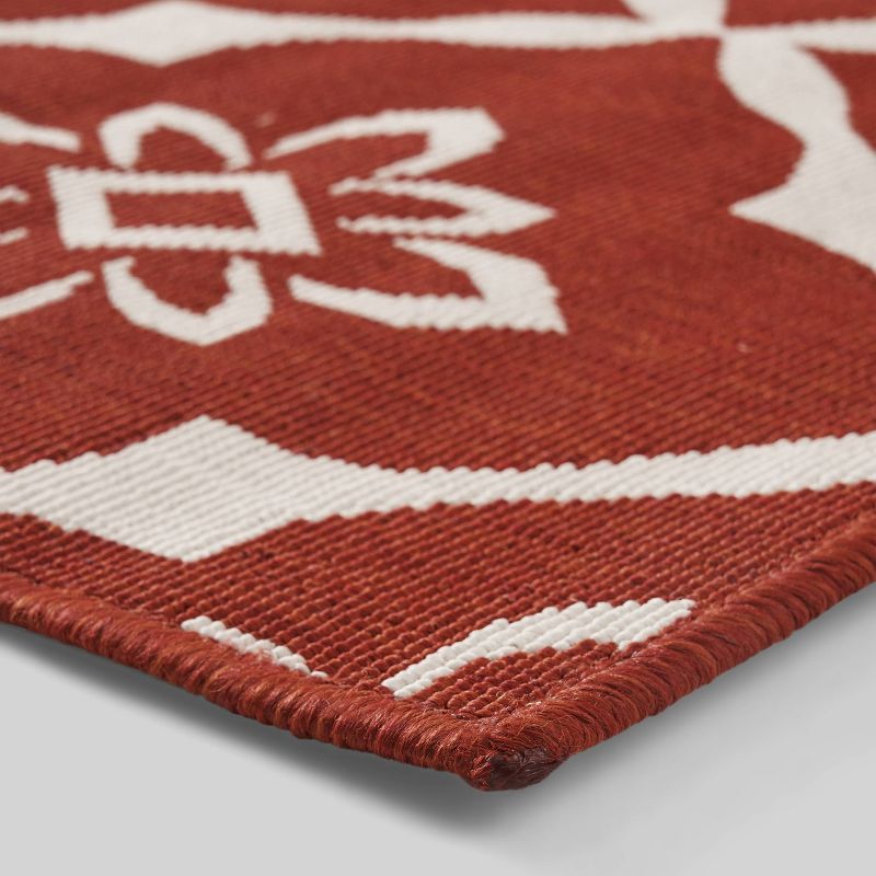 Tallevast Trellis Outdoor Rug Red/Ivory - Christopher Knight Home, 3 of 7