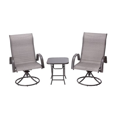 Outdoor 3pc Swivel Springs Patio Set - Gray - Teamson Home