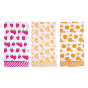 Transpac Cotton Printed Summer Fruit Tea Towel Set of 3 Spring Home Decorations - 1 of 1