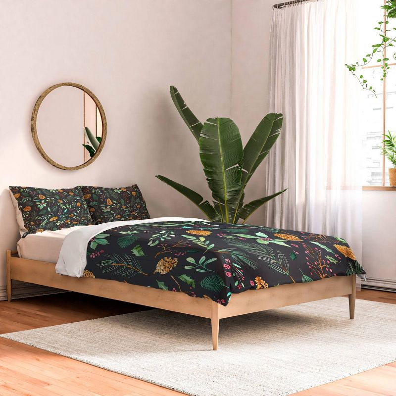 Deny Designs Ninola Design Christmas Botanical Charcoal Comforter Set Gray, 2 of 4