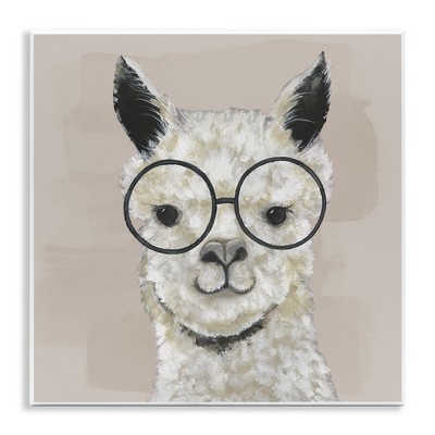 Stupell Industries Happy Alpaca Glasses Portrait, 12" x 12"