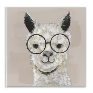 Stupell Industries Happy Alpaca Glasses Portrait, 12" x 12" - 1 of 4