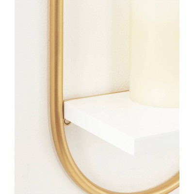 White and Gold Modern Floating Wall Shelves Set of 2
