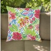 HomeRoots 22" White Green and Pink Tropical Indoor Outdoor Throw Pillow - 2 of 4