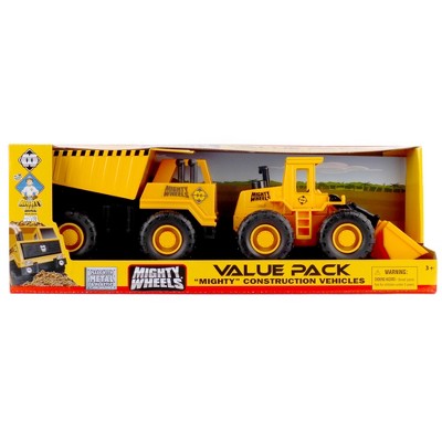 Mighty Wheels 2 Pack Construction Vehicles - 7" Dump Truck & Front Loader