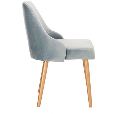 Slate Blue Velvet Upholstered Parsons Chair with Gold Legs
