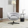 360°Swivel Chenille Accent Chair,Accent Chairs With Arms,Accent Chair With Faux Leather And Black Metal Base Frame -Maison Boucle‎ - 2 of 4
