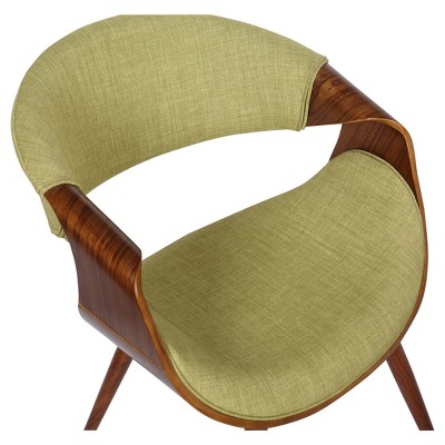 Green Faux Leather Walnut Wood Dining Chair
