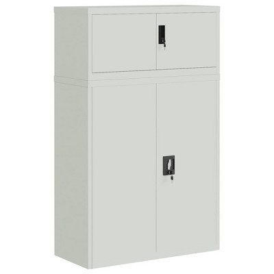 vidaXL File Cabinet Light grey Powder-coated steel Large Lockable wheels