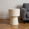 HomeRoots 18" Beige Faux Stone Round Pedestal End Table - 2 of 4