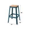 30"H Wood & Metal Armless Backless Square Bar Stool with Crossbar Support and Powder-Coated Finish for Kitchen Island or Home Bar - 3 of 4