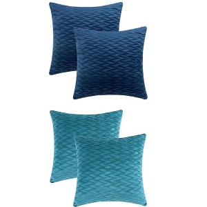Unique Bargains Luxury Textured Cozy Solid Striped Square Pillow Covers for Couch Bedroom 4 Pcs - 1 of 4