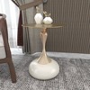 LeisureMod Savoy Series Wide Round End Table with Gold Stainless Steel Top and Pedestal Base – Modern Accent Table for Living Room, Bedroom, Office - 2 of 4