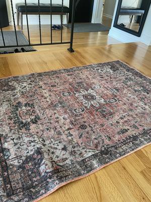 Everwash Treasure Creed Modern Geometric Machine Washable Area Rug, Brown/Beige - 6'6x9'2