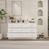 Hitow 9 Drawer Woodgrain Finish Horizontal Dresser Ball Pull Chest of Drawers Storage White - 2 of 4