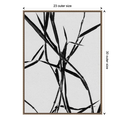 Grass Detail White Abstract Canvas Art with Bronze Frame