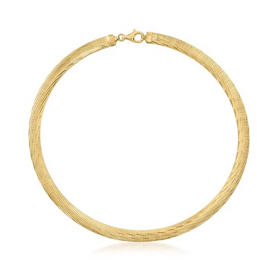 Ross-Simons Italian 8mm 18kt Gold Over Sterling Reversible Omega Necklace