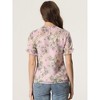 INSPIRE CHIC Women's Chiffon Short Sleeve Ruffled Trim Floral Blouse - 4 of 4