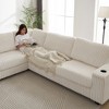 110" Oversized L-Shaped Corduroy Corner Sofa with USB & Type-C Port, Storage Armrest, Cup Holders, Deep Seat Sectional Couch for Living Room - 4 of 4